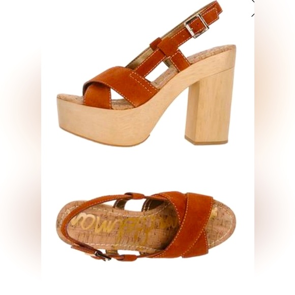 Sam Edelman | Mae | Suede Ginger spice Platform Heels |  Retro Chunky Heel | 7.5 - Picture 4 of 12